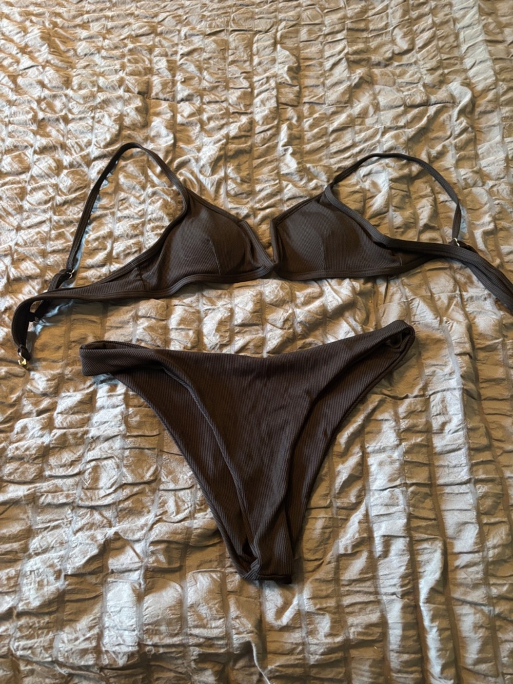 Women’s Black Ribbed Bikini Set - Classic Two-Piece Swim